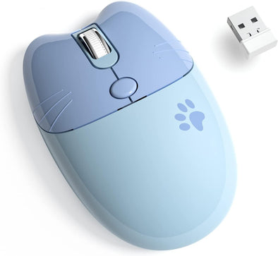 Cute Wireless Mouse, 2.4G Silent Portable Cordless Mouse with USB Receiver, 3 Adjustable DPI, Computer Mobile Optical Mice for Laptop, PC, Mac, Notebook, Chromebook - Blue Colorful