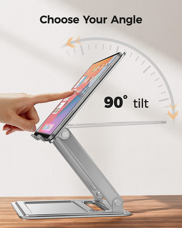 Adjustable Laptop Stand, Foldable Laptop Riser for 17.3Inch Laptops, Portable Laptop Stand for Desk, Ergonomic Computer Notebook Stand Holds up to 17.6Lbs - Sliver