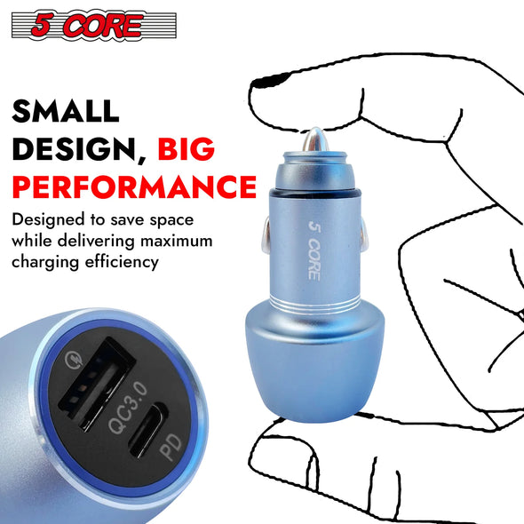 5Core Car Charger USB Type C Adapter 36W Fast Charging Anker Outlet