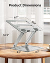 Adjustable Laptop Stand, Foldable Laptop Riser for 17.3Inch Laptops, Portable Laptop Stand for Desk, Ergonomic Computer Notebook Stand Holds up to 17.6Lbs - Sliver