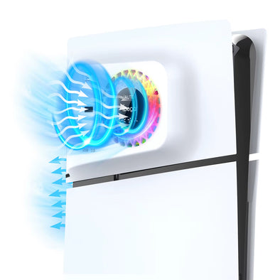 PS5 SLIM Temperature Controlled Cooling Fan with Cooler + USB, HUB with RGB Lights PG-P5S019