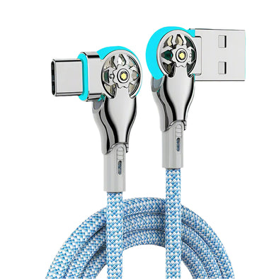 Fast Charging Cable 180 Degree Elbow Rotation USB a to Type C Cable with Light Zinc Alloy Braided Data Cable USB Micro Charger