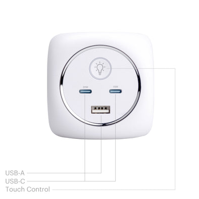 . 45W Multi-Port Charger with Night-Light,Made for Iphone Smartphones, Tablets.White
