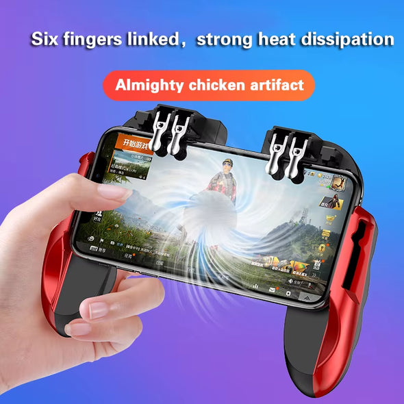 Smartphone Game Trigger Controller Joystick with Cooling Fan for FPS PUBG Iphone Ios Android Smartphone Gamepad Fan Cooler