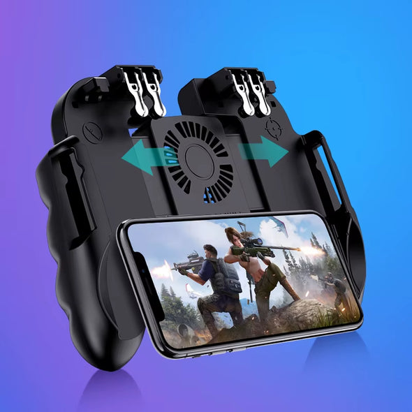 Smartphone Game Trigger Controller Joystick with Cooling Fan for FPS PUBG Iphone Ios Android Smartphone Gamepad Fan Cooler