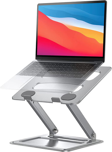 Adjustable Laptop Stand, Foldable Laptop Riser for 17.3Inch Laptops, Portable Laptop Stand for Desk, Ergonomic Computer Notebook Stand Holds up to 17.6Lbs - Sliver
