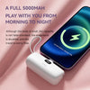 Portable Charger Power Bank,5000Mah Small Portable Phone Charger 5V 3A Fast Charger Built-In Type-C Cable and Phone Holder Cute Battery Pack for Iphone and Android Phone